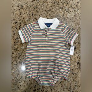 Old Navy Multicolor Short-Sleeve Striped Kids Polo One Piece- 6-12 Months